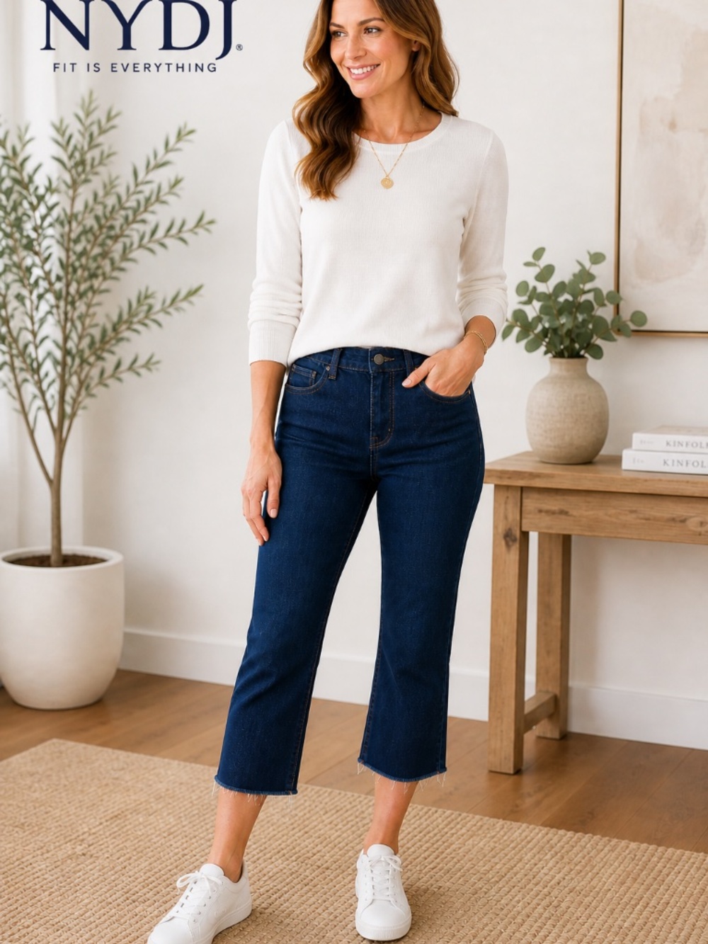NYDJ Crop Jeans – Size 6 – Dark Wash – Raw Hem